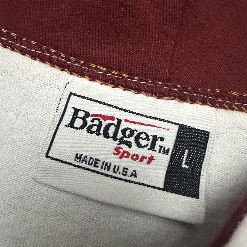 VTG Badger Sport Shirt Mens L White Burgundy Goodguys Hot Rod Baseball Jersey - Picture 9 of 13